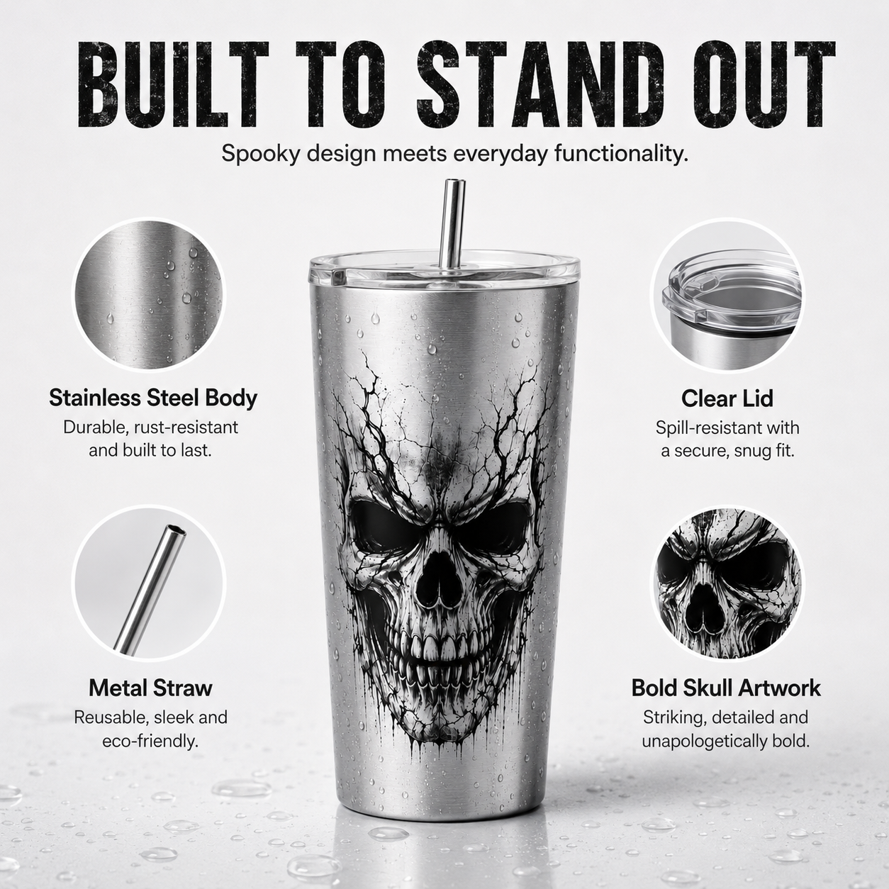 🎃 Halloween Early Bird Special – Blood Red Color-Changing Skull Tumbler