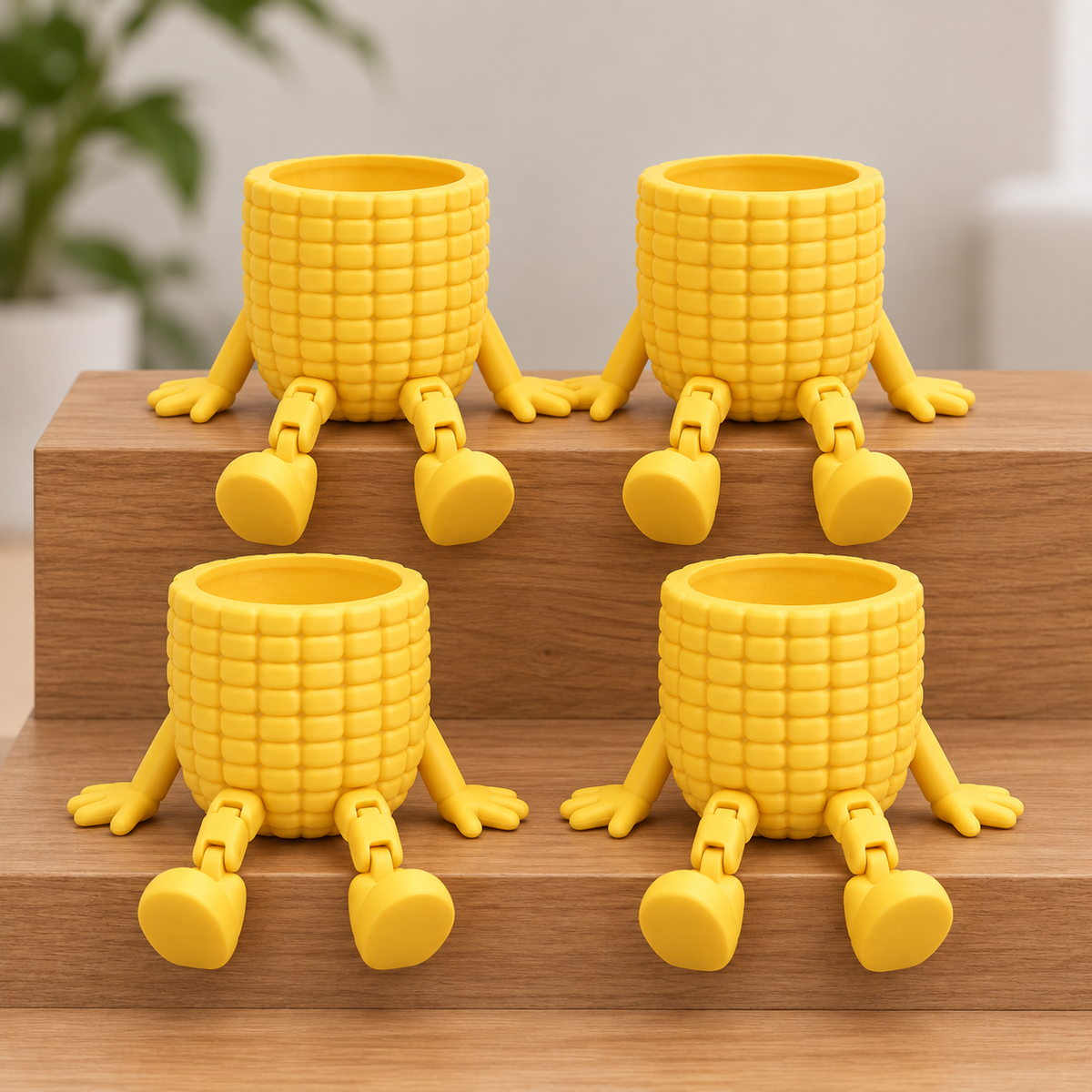 🌽 Cute Corn Succulent Planter – Fun Legged Plant Pot for Home & Desk Decor