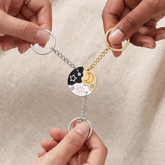 Celestial Sun & Moon Keychain - Y2K Star Beads & Gemstone Bag Charm