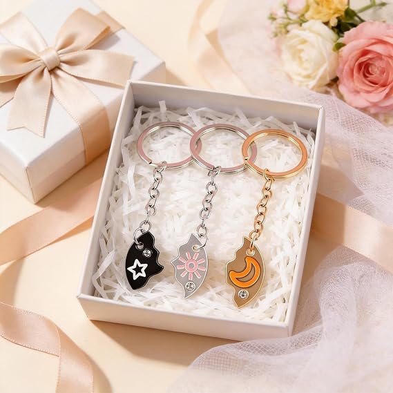 Celestial Sun & Moon Keychain - Y2K Star Beads & Gemstone Bag Charm